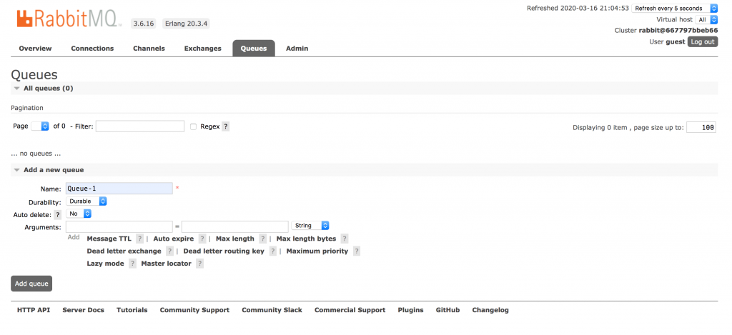 Create a Queue in RabbitMQ